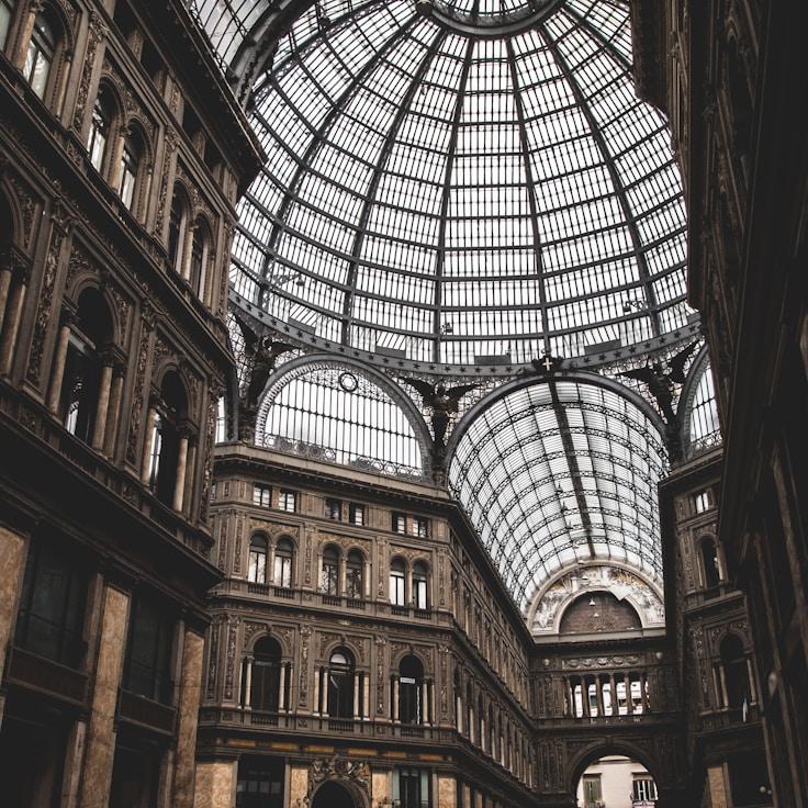 Modern shopping mall interior with family areas